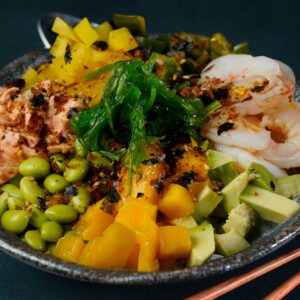 Cooked Salmon and Shrimp Poke